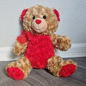 Red and Brown Teddy Bear with Bow